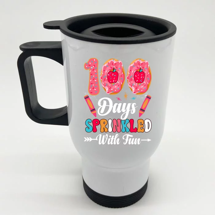 100 Days Sprinkled With Fun 100th Day Of School Gift Front & Back Stainless Steel Travel Mug