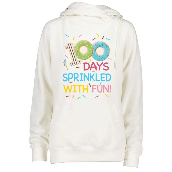 100 Days Sprinkled With Fun Colorful Donut Graphic Gift Womens Funnel Neck Pullover Hood