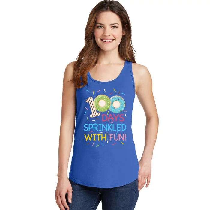 100 Days Sprinkled With Fun Colorful Donut Graphic Gift Ladies Essential Tank