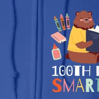 100th Days Smarter With A Bear And Books Gift Full Zip Hoodie