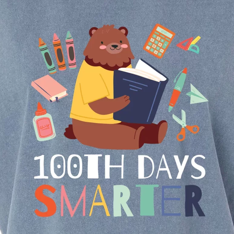 100th Days Smarter With A Bear And Books Gift Garment-Dyed Women's Muscle Tee