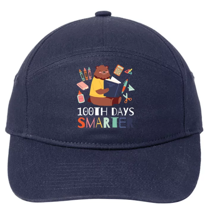 100th Days Smarter With A Bear And Books Gift 7-Panel Snapback Hat