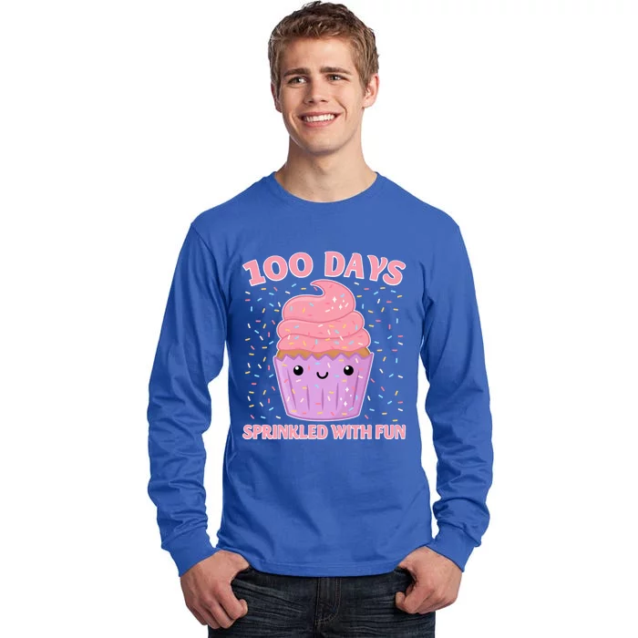 100 Days Sprinkled With Fun Cupcake 100th Day Of School Cute Gift Tall Long Sleeve T-Shirt