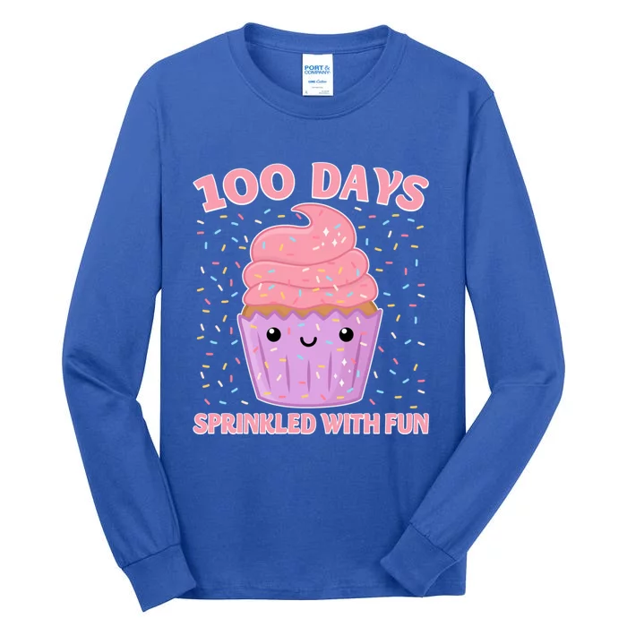 100 Days Sprinkled With Fun Cupcake 100th Day Of School Cute Gift Tall Long Sleeve T-Shirt