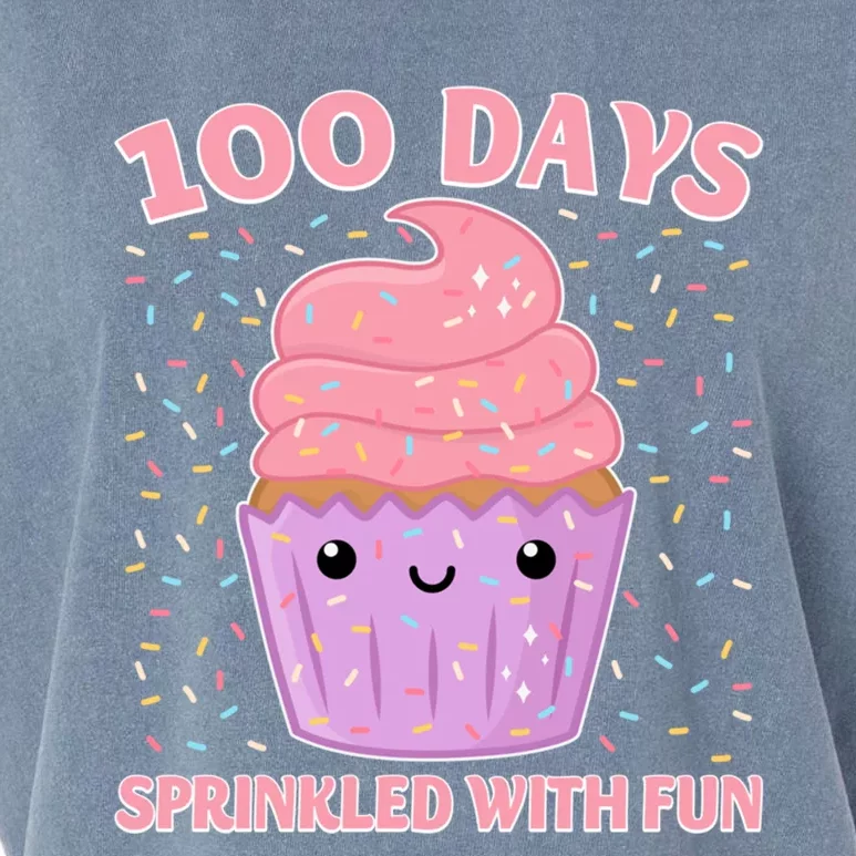 100 Days Sprinkled With Fun Cupcake 100th Day Of School Cute Gift Garment-Dyed Women's Muscle Tee