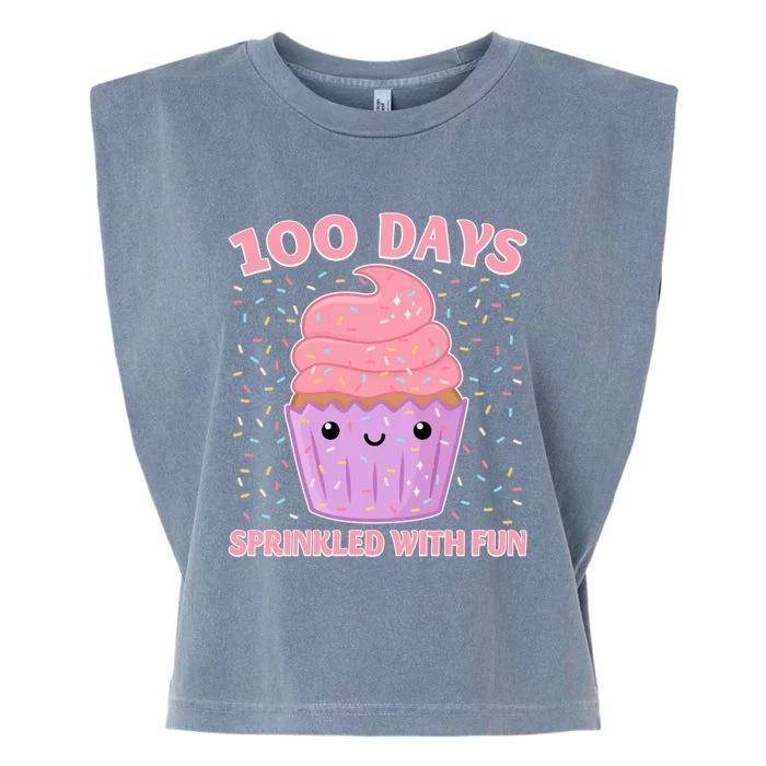 100 Days Sprinkled With Fun Cupcake 100th Day Of School Cute Gift Garment-Dyed Women's Muscle Tee