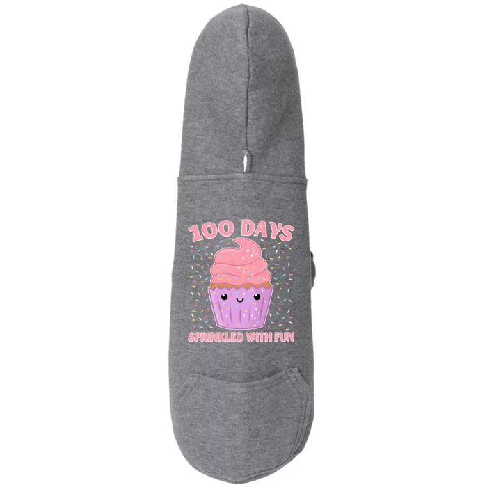 100 Days Sprinkled With Fun Cupcake 100th Day Of School Cute Gift Doggie 3-End Fleece Hoodie