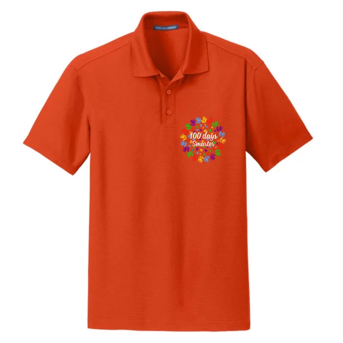 100 Day Smarter Hands 100 Days Of School Autism Teachers Gift Dry Zone Grid Performance Polo