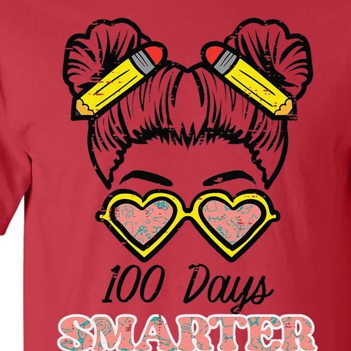 100 Days Smarter Bun 100th Day School Teacher Girl Tall T-Shirt