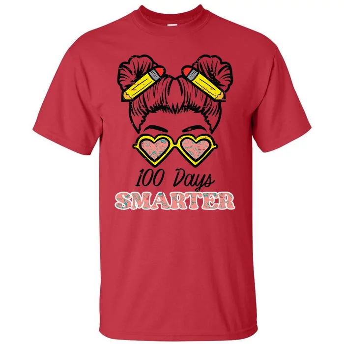 100 Days Smarter Bun 100th Day School Teacher Girl Tall T-Shirt