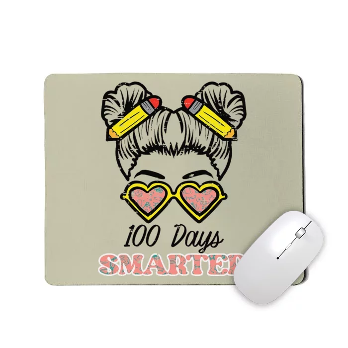 100 Days Smarter Bun 100th Day School Teacher Girl Mousepad