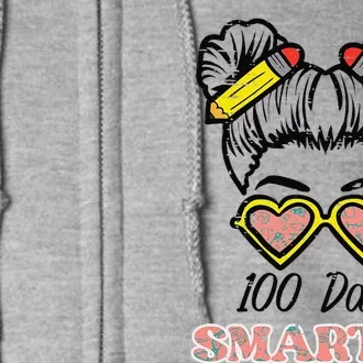 100 Days Smarter Bun 100th Day School Teacher Girl Full Zip Hoodie