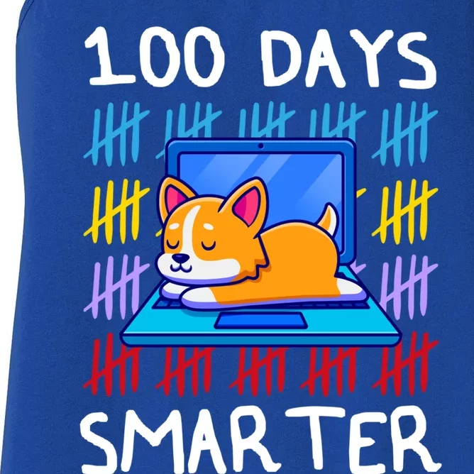 100 Day Smarter Gift 100 Day Of School Doggy Lovers Gift Great Gift Women's Racerback Tank