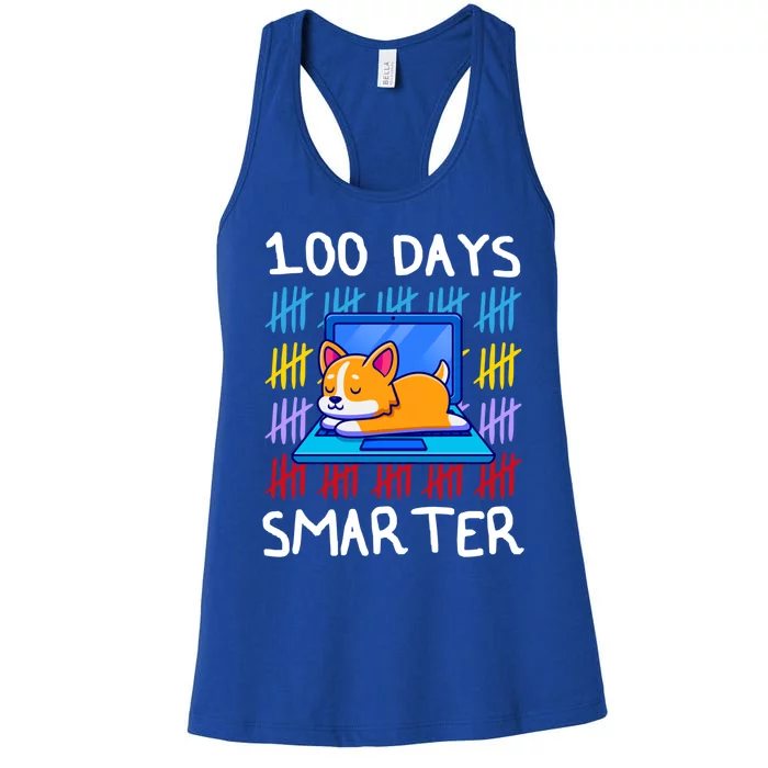 100 Day Smarter Gift 100 Day Of School Doggy Lovers Gift Great Gift Women's Racerback Tank