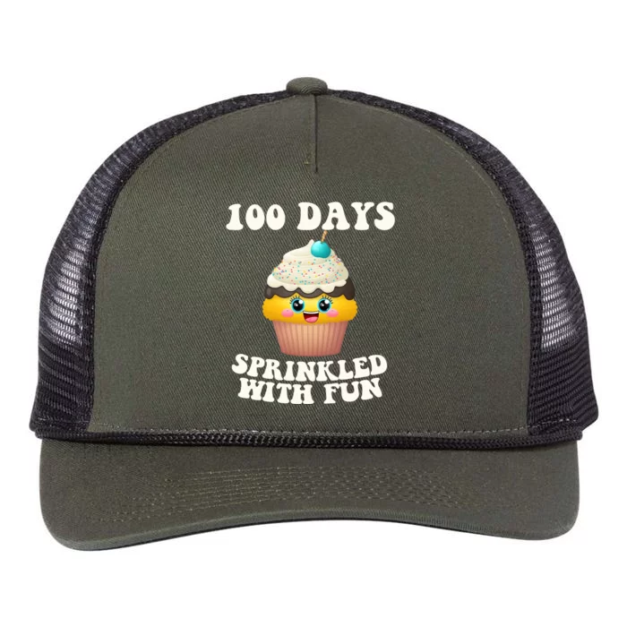 100 Days Sprinkled With Fun Cupcake 100th Day Of School Gift Retro Rope Trucker Hat Cap