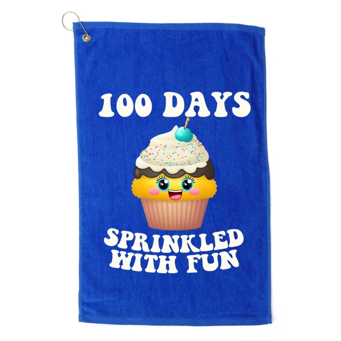 100 Days Sprinkled With Fun Cupcake 100th Day Of School Gift Platinum Collection Golf Towel