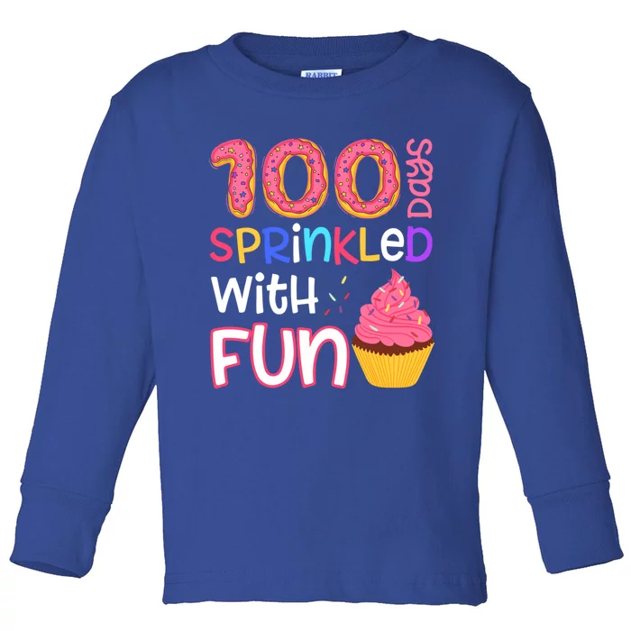 100 Days Sprinkled With Fun Cupcake 100th Day Of School Gift Toddler Long Sleeve Shirt