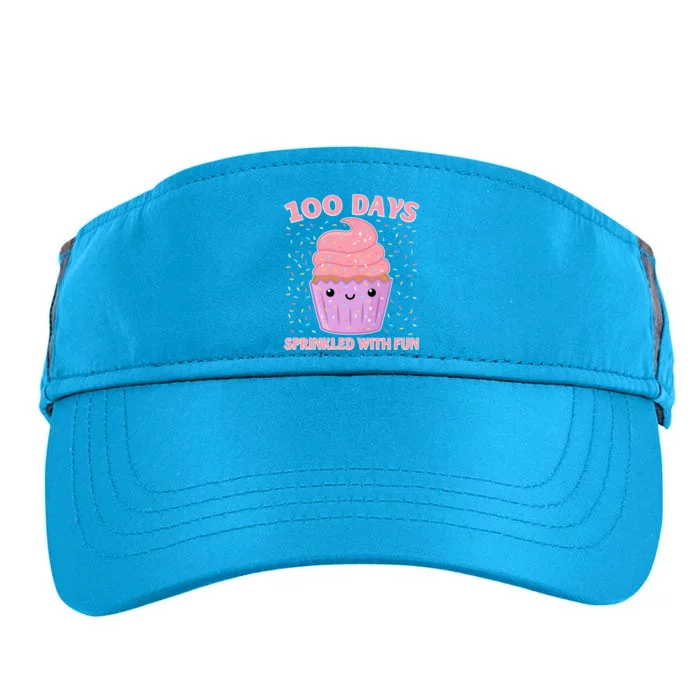 100 Days Sprinkled With Fun Cupcake 100th Day Of School Gift Adult Drive Performance Visor