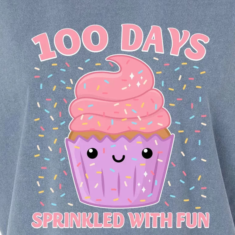 100 Days Sprinkled With Fun Cupcake 100th Day Of School Gift Garment-Dyed Women's Muscle Tee