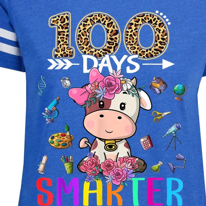 100 Days Smarter Cute Cow  Happy 100th Day of school Enza Ladies Jersey Football T-Shirt