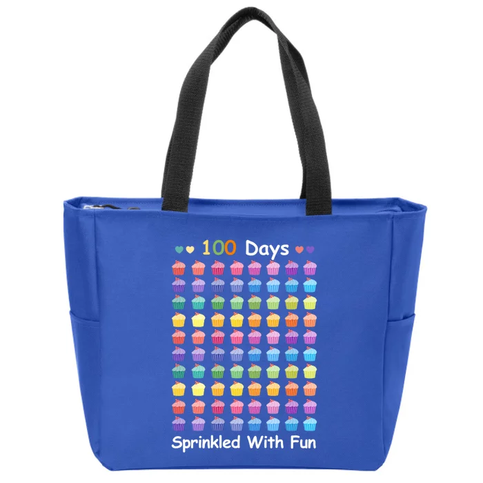 100 Days Sprinkled With Fun Cupcake 100th Day Of School Gift Zip Tote Bag