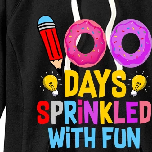 100 Days Sprinkled With Fun Cupcake 100th Day Teachers Meaningful Gift Women's Fleece Hoodie