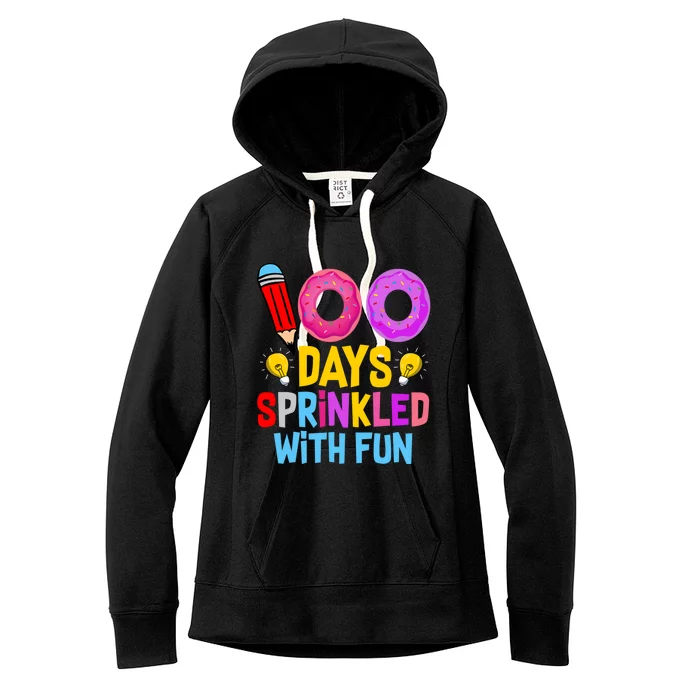 100 Days Sprinkled With Fun Cupcake 100th Day Teachers Meaningful Gift Women's Fleece Hoodie