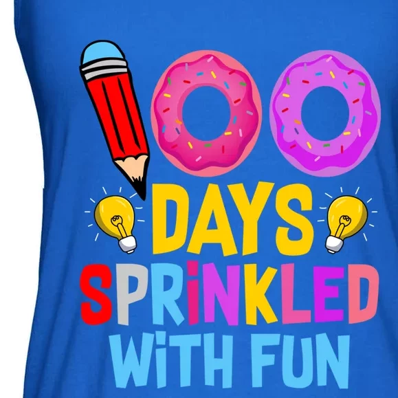 100 Days Sprinkled With Fun Cupcake 100th Day Teachers Meaningful Gift Ladies Essential Flowy Tank