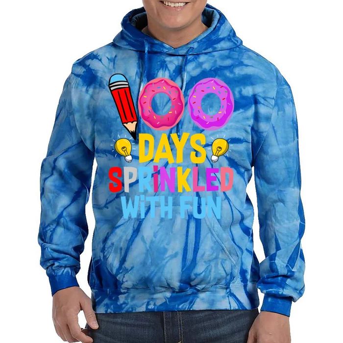 100 Days Sprinkled With Fun Cupcake 100th Day Teachers Meaningful Gift Tie Dye Hoodie