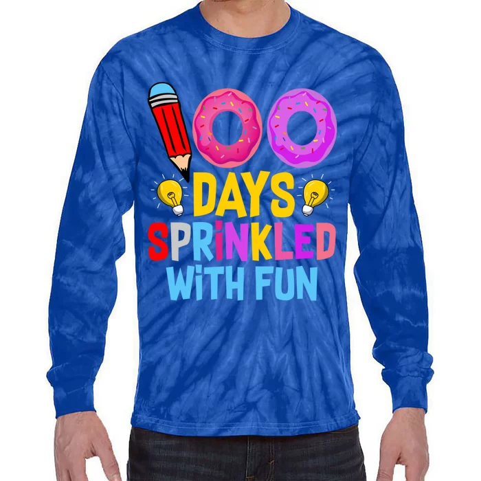 100 Days Sprinkled With Fun Cupcake 100th Day Teachers Meaningful Gift Tie-Dye Long Sleeve Shirt