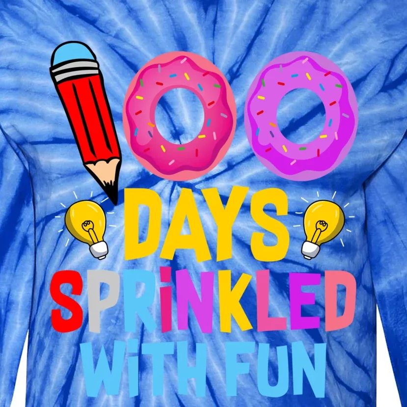 100 Days Sprinkled With Fun Cupcake 100th Day Teachers Meaningful Gift Tie-Dye Long Sleeve Shirt