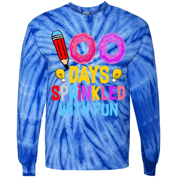 100 Days Sprinkled With Fun Cupcake 100th Day Teachers Meaningful Gift Tie-Dye Long Sleeve Shirt