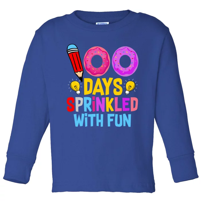 100 Days Sprinkled With Fun Cupcake 100th Day Teachers Meaningful Gift Toddler Long Sleeve Shirt