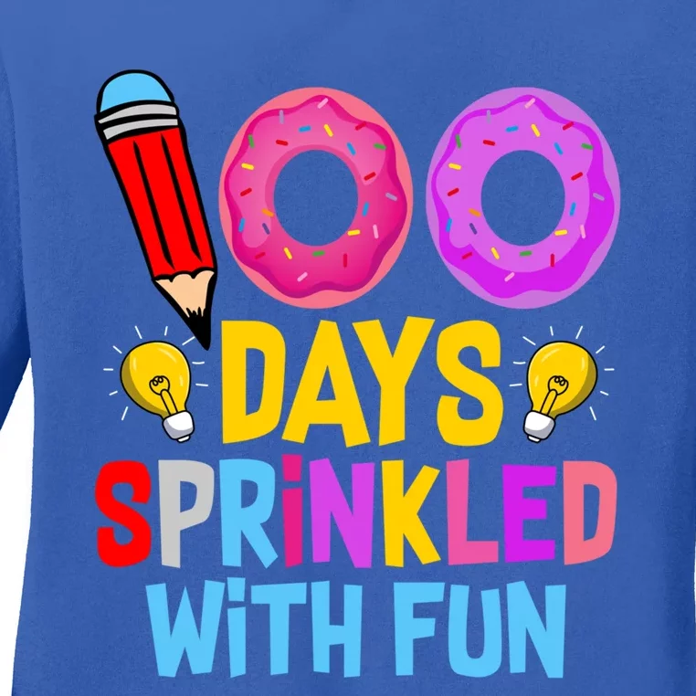 100 Days Sprinkled With Fun Cupcake 100th Day Teachers Meaningful Gift Ladies Long Sleeve Shirt