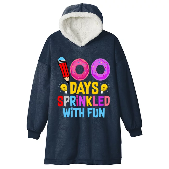 100 Days Sprinkled With Fun Cupcake 100th Day Teachers Meaningful Gift Hooded Wearable Blanket