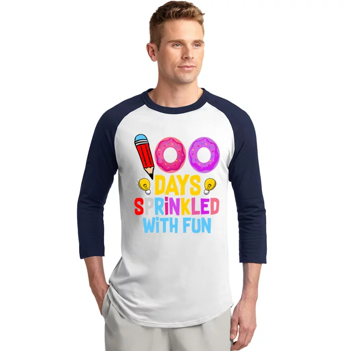 100 Days Sprinkled With Fun Cupcake 100th Day Teachers Meaningful Gift Baseball Sleeve Shirt