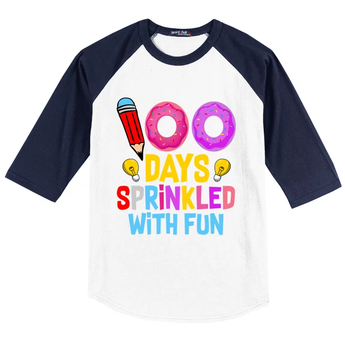 100 Days Sprinkled With Fun Cupcake 100th Day Teachers Meaningful Gift Baseball Sleeve Shirt