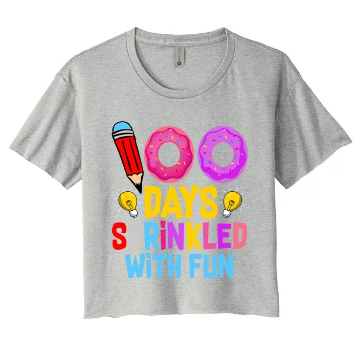 100 Days Sprinkled With Fun Cupcake 100th Day Teachers Meaningful Gift Women's Crop Top Tee