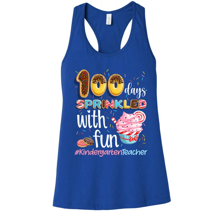 100Th Day Sprinkled With Fun Cupcake Kindergarten Teacher Gift Women's Racerback Tank