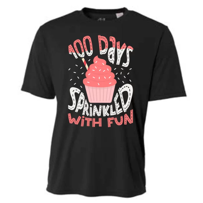 100 Days Sprinkled With Fun Cupcake 100th Days Of School Cool Gift Cooling Performance Crew T-Shirt