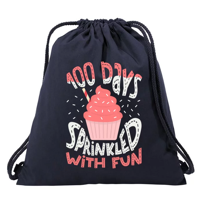 100 Days Sprinkled With Fun Cupcake 100th Days Of School Cool Gift Drawstring Bag