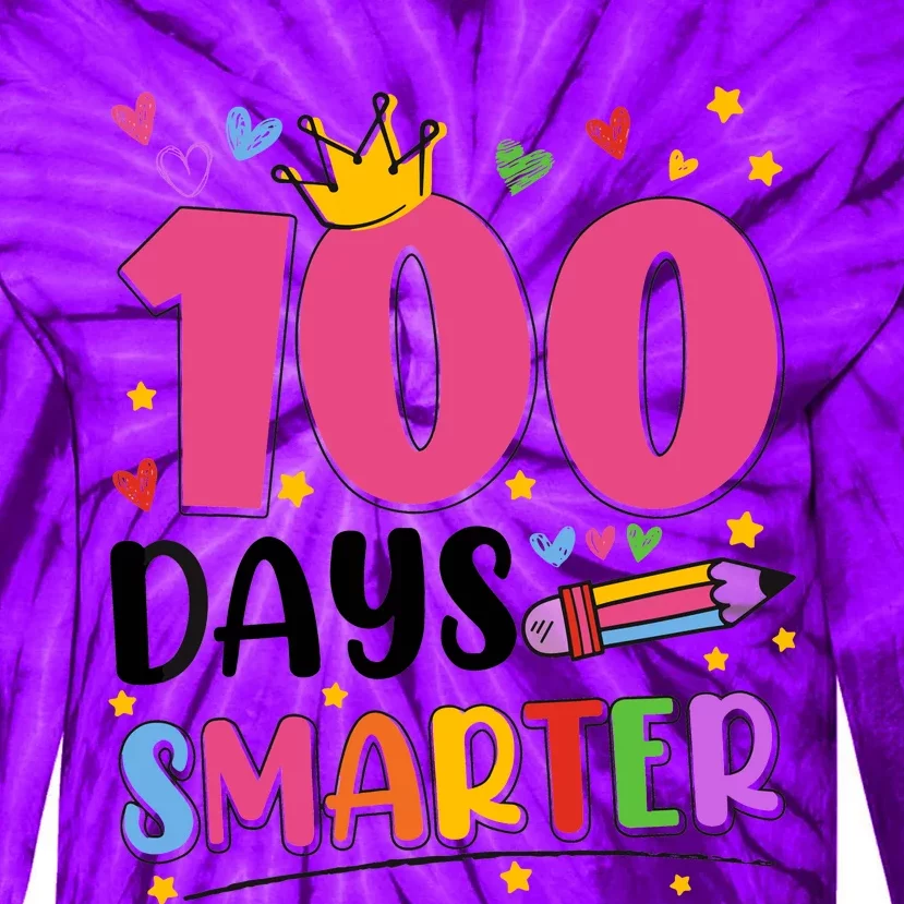 100 Days Smarter 100th Day Of School Tie-Dye Long Sleeve Shirt