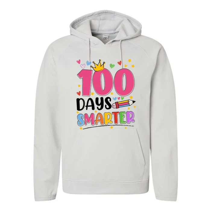 100 Days Smarter 100th Day Of School Performance Fleece Hoodie