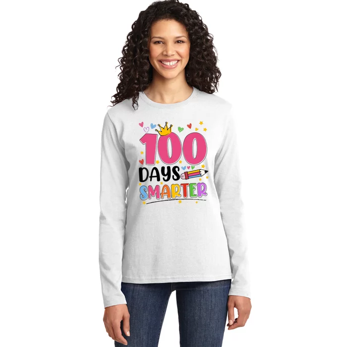 100 Days Smarter 100th Day Of School Ladies Long Sleeve Shirt