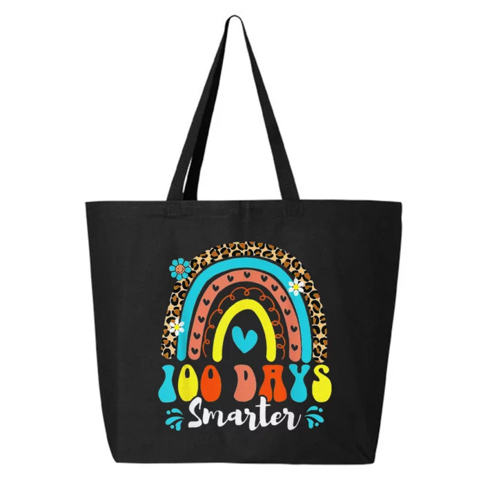 100 Days Smarter Rainbow Leopard Happy 100th Day Of School 25L Jumbo Tote