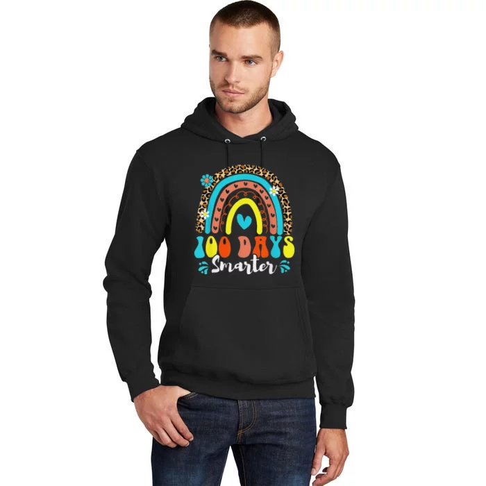 100 Days Smarter Rainbow Leopard Happy 100th Day Of School Tall Hoodie