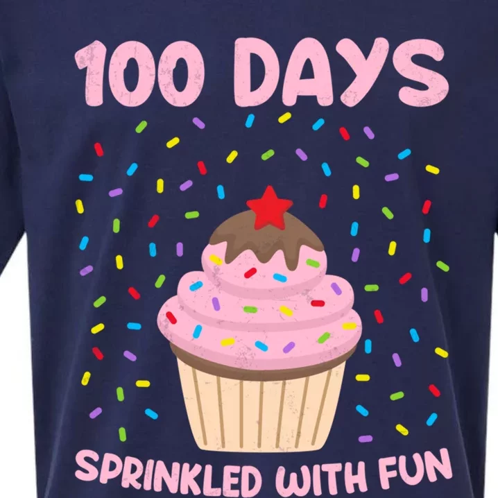 100 Days Sprinkled With Fun Cupcake 100th Day Of School Great Gift Sueded Cloud Jersey T-Shirt