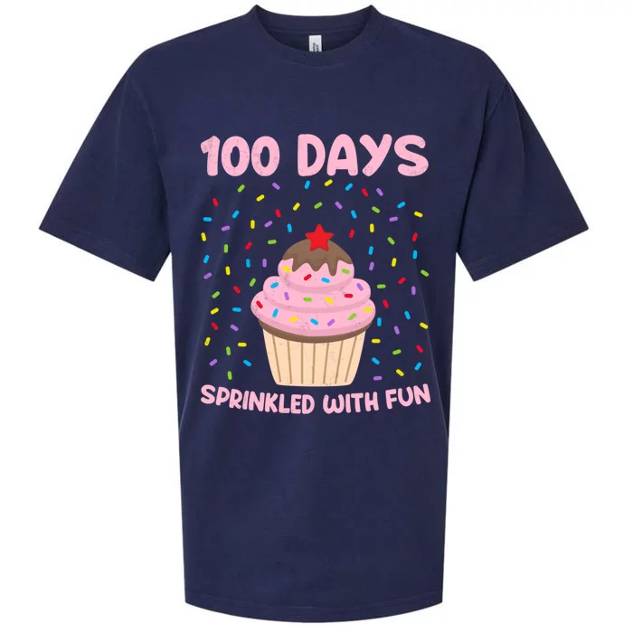 100 Days Sprinkled With Fun Cupcake 100th Day Of School Great Gift Sueded Cloud Jersey T-Shirt