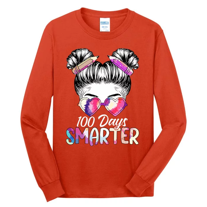 100 Days Smarter Messy Bun Tall Long Sleeve T-Shirt