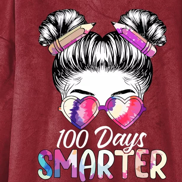 100 Days Smarter Messy Bun Hooded Wearable Blanket